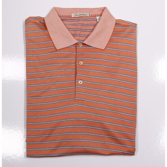 Peter Millar Other - Peter Millar The Broadmoor Golf Club Orange Striped Cotton Polo Shirt Men's XL